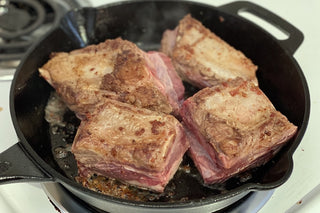 Pan-seared Buffalo Short Ribs.