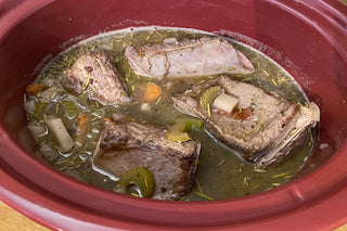 Buffalo Short Ribs in the crock pot.