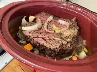 Buffalo Roast in the crock pot.