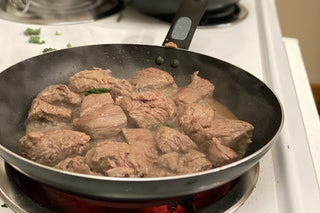 Pan-seared Buffalo Tenderloin Tips from Yankee Farmer's Market.