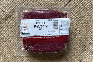 One Pound Package of Elk Burgers from Yankee Farmer's Market.