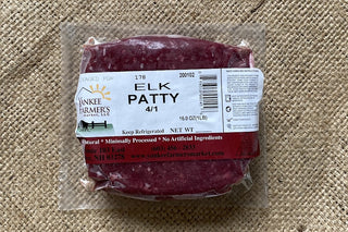 One Pound Package of Elk Burgers from Yankee Farmer's Market.