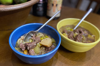 Ready to eat Farm-Raised Elk Stew.