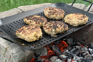 Naturally raised Ground Turkey burgers on the grill.