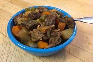 Hot bowl of Grass-Fed Beef Stew. Yankee Farmer's Market.