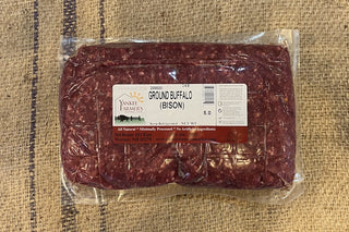 Five pound package of Ground Buffalo (Bison) from Yankee Farmer's Market.