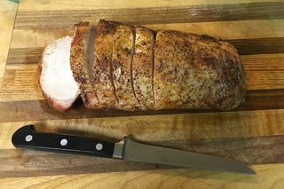 Sliced Pastured Pork Loin Roast from Yankee Farmer's Market.