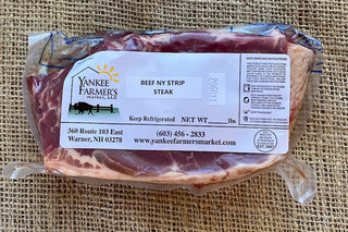 Packaged Grass-Fed Beef NY Strip Steak, Yankee Farmer's Market.